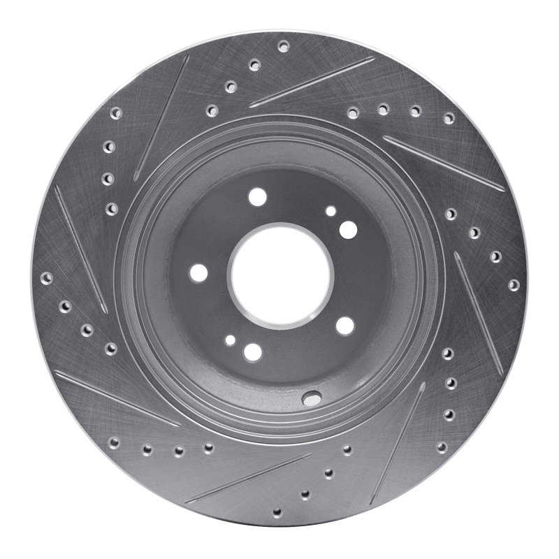 Genesis G80 Brake Rotor (1) - Rear Right - R1 Concepts - Drilled & Slotted - Silver - `18-`23